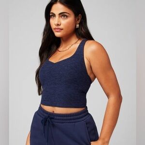 Fabletics Deep Blue Ribbed V-Neck Crop Top